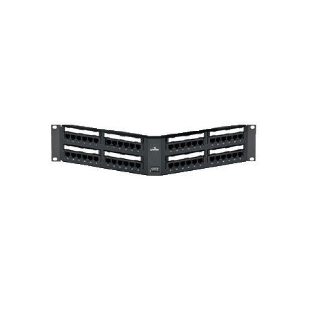 Leviton 48-Port Panel 110-Mod 8W8P, T568A/B Cat6 Extreme 6+, Angled Black 2U 69587-U48